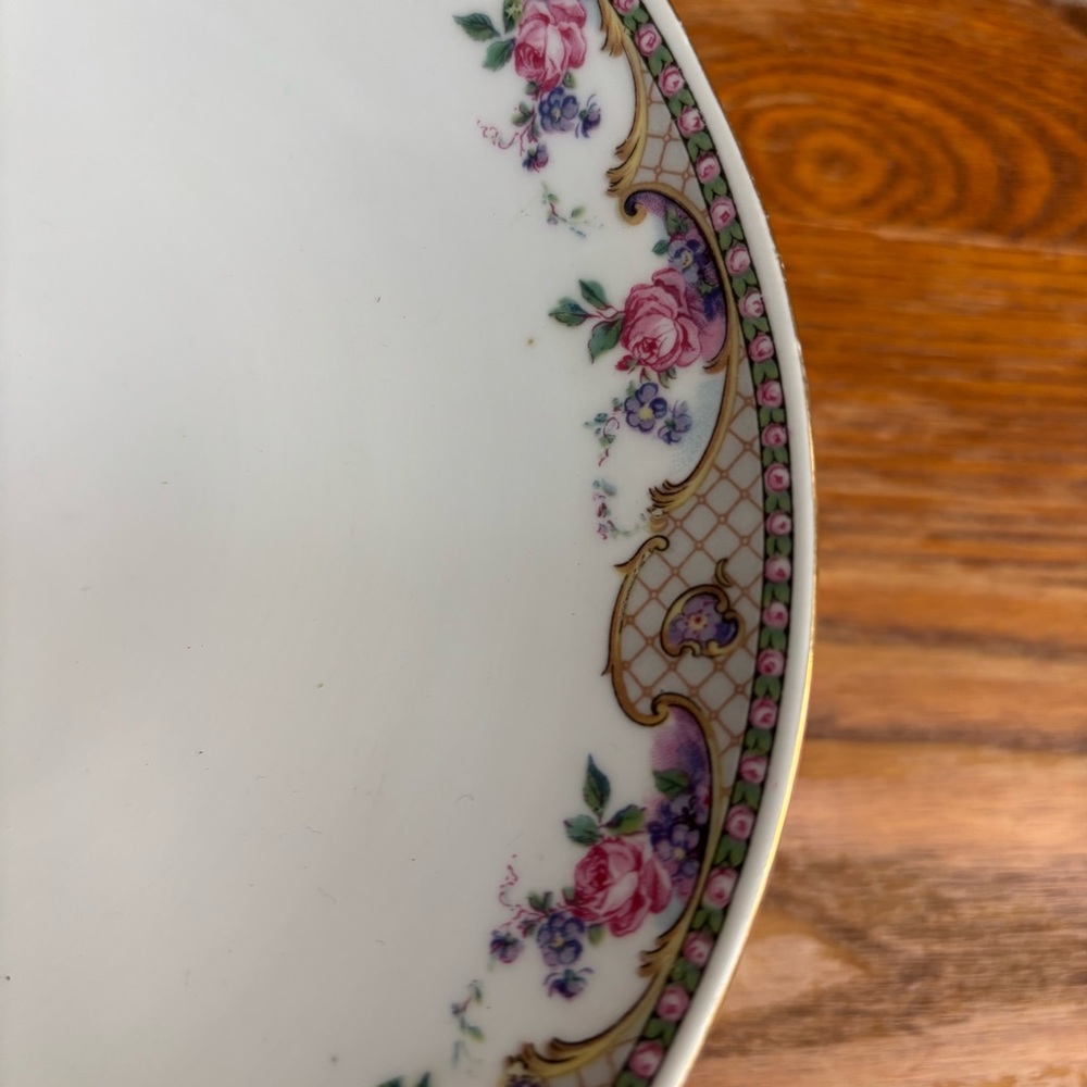 Victoria Czecho-Slovakia Fruit Bowl Plate Compotier Rose Gold Garland - Picture 5 of 7